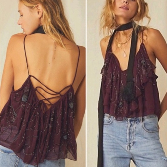 Free People Elsa Embellished Tank Top Femme and flouncy, this sweet sequin-embel - Picture 4 of 4